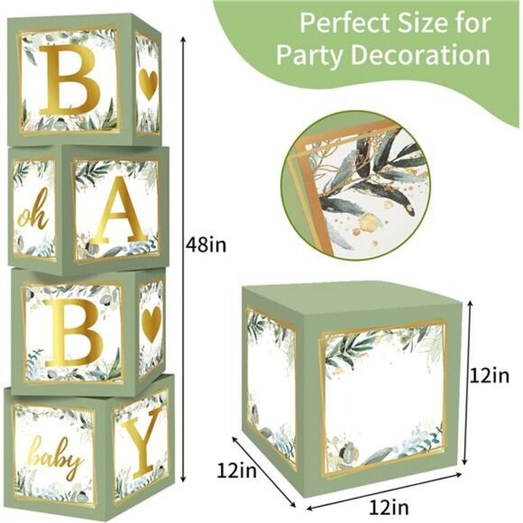 Sage Green Baby Shower Balloon Boxes Gender Reveal Party Decorations Set - Picture 3 of 7